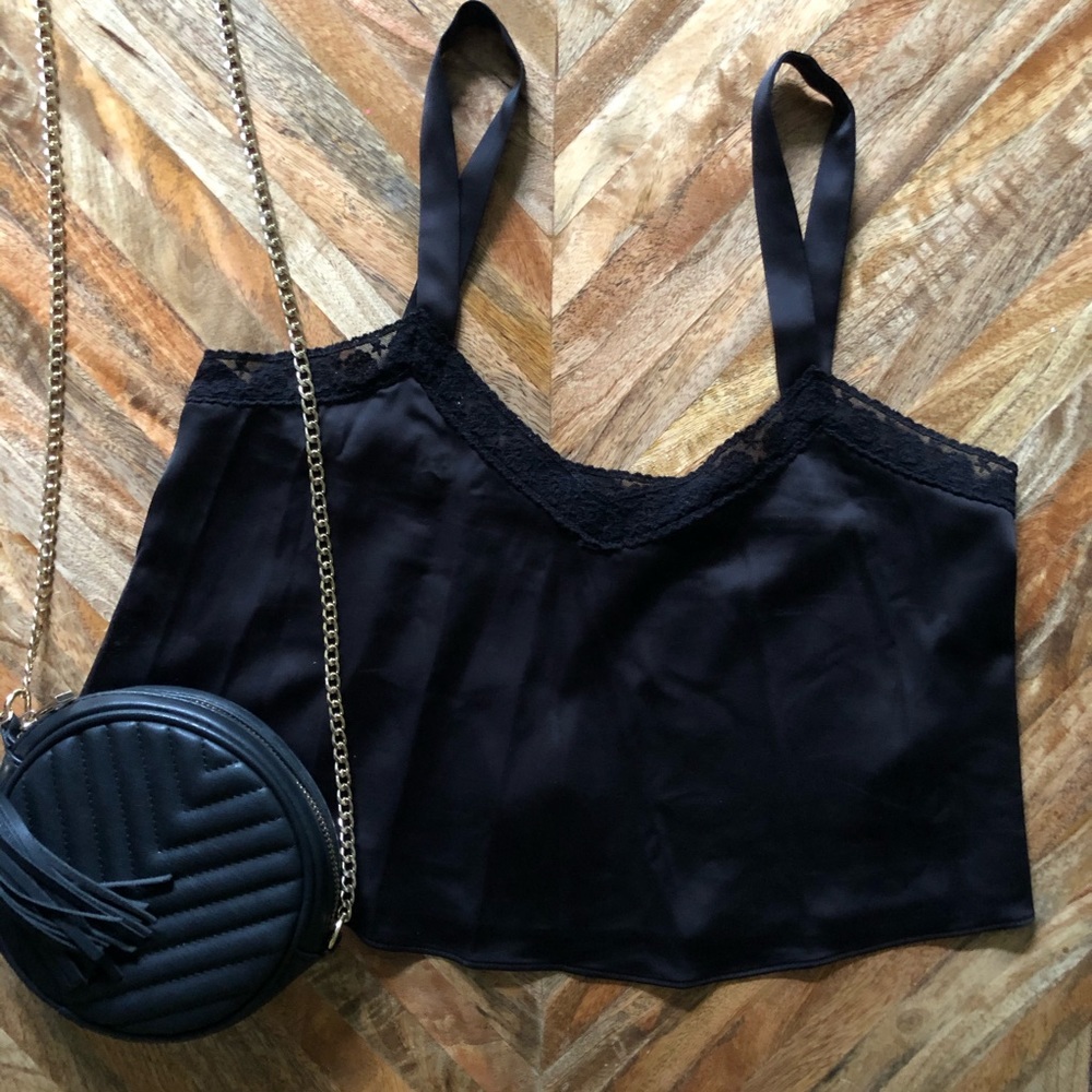 NWT UO Black Lace Crop Tank